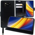 Etui portefeuille pour xiaomi poco x3 pro 6. 67  support video cuir pu - noir + mini stylet