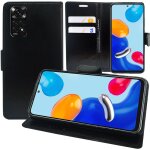 Etui portefeuille pour xiaomi redmi note 11 / note 11s 6. 43  support video cuir pu - noir