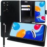 Etui portefeuille pour xiaomi redmi note 11 / note 11s 6. 43  support video cuir pu - noir + stylet