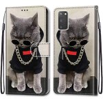 Etui en pu cuir coque pour samsung galaxy s20 flip housse magn��tique collier chat ��tui a rabat portefeuille ...