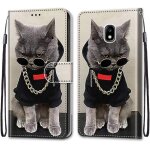 Etui en pu cuir coque pour samsung j530 flip housse magnetique collier chat etui a rabat portefeuille ...