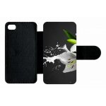 Etui � rabat apple iphone 4 et 4 s lys blanc coccinelle sur fond gris