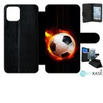 Etui a rabat - ballon de foot en feu - compatible avec apple iphone 11 pro - simili - cuir - bord noir ...