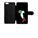 Etui a rabat - botte italie fond noir - compatible avec apple iphone 6 + - simili - cuir - bord noir