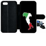 Etui a rabat - botte italie fond noir - compatible avec apple iphone 8 - simili - cuir - bord noir