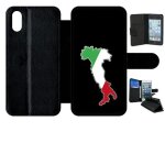 Etui a rabat - botte italie fond noir - compatible avec apple iphone x - simili - cuir - bord noir