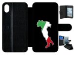 Etui a rabat - botte italie fond noir - compatible avec apple iphone xr - simili - cuir - bord noir