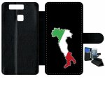 Etui a rabat - botte italie fond noir - compatible avec huawei ascend p9 - simili - cuir - bord noir