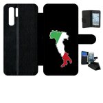 Etui a rabat - botte italie fond noir - compatible avec huawei p30 pro - simili - cuir - bord noir