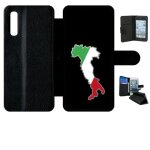 Etui a rabat - botte italie fond noir - compatible avec samsung galaxy a50 - simili - cuir - bord noir ...
