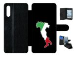Etui a rabat - botte italie fond noir - compatible avec samsung galaxy a70 - simili - cuir - bord noir ...
