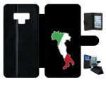 Etui a rabat - botte italie fond noir - compatible avec samsung galaxy note9 - simili - cuir - bord noir ...