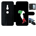 Etui a rabat - botte italie fond noir - compatible avec sony xperia xz2 - simili - cuir - bord noir