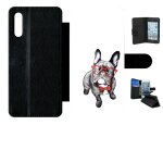 Etui a rabat - bulldog fran�ais a lunettes - compatible avec samsung galaxy a70s - simili - cuir - bord ...