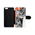 Etui a rabat - chat tigr� gris yeux vert - compatible avec apple iphone 6 plus - plastique - bord noir ...