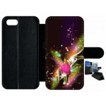 Etui a rabat - d�cor abstrait feuille arabesque - compatible avec apple iphone 7 - plastique - bord noir ...