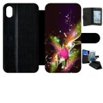 Etui a rabat - d�cor abstrait feuille arabesque - compatible avec apple iphone xr - simili - cuir - bord ...