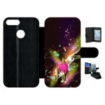Etui a rabat - d�cor abstrait feuille arabesque - compatible avec honor 9 lite - simili - cuir - bord ...