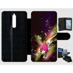 Etui a rabat - d�cor abstrait feuille arabesque - compatible avec nokia 8 - plastique - bord noir