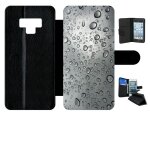 Etui a rabat pour galaxy note 9 - effet textur� goutte d'eau - simili - cuir - noir