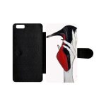 Etui a rabat - escarpins rouge et noir - compatible avec apple iphone 6 + - simili - cuir - bord noir ...