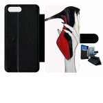 Etui a rabat - escarpins rouge et noir - compatible avec apple iphone 7 + - simili - cuir - bord noir ...
