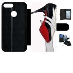 Etui a rabat pour honor 9 lite - escarpins rouge et noir - simili - cuir - noir