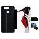 Etui a rabat - escarpins rouge et noir - compatible avec huawei ascend p9 - simili - cuir - bord noir ...