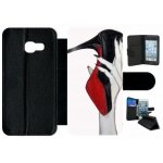 Etui a rabat - escarpins rouge et noir - compatible avec samsung galaxy a3 (2017) - simili - cuir - bord ...
