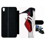 Etui a rabat - escarpins rouge et noir - compatible avec sony xperia xa - simili - cuir - bord noir
