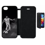 Etui a rabat - fc psg cavani - compatible avec apple iphone 5 se - simili - cuir - bord noir