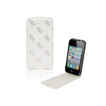 Etui a rabat flip case guess iphone 4 4s cuir blanc white housse leather