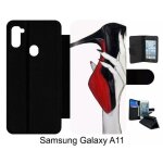 Etui a rabat pour galaxy a11 - escarpins rouge et noir - simili - cuir - noir