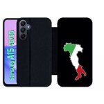 Etui a rabat pour galaxy a15 4g / 5g - botte italie fond noir - simili - cuir - noir Etui a rabat pour galaxy a15 4g / 5g - botte italie fond noir - simili - cuir - noir