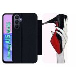 Etui a rabat pour galaxy a15 4g / 5g - escarpins rouge et noir - simili - cuir - noir