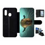 Etui a rabat pour galaxy a20e - loutre tu veux ma photo - simili - cuir - noir