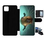 Etui a rabat pour galaxy a22 5g - loutre tu veux ma photo - simili - cuir - noir