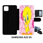 Etui a rabat pour galaxy a22 5g - titi - simili - cuir - noir