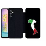 Etui a rabat pour galaxy a24 - botte italie fond noir - simili - cuir - noir