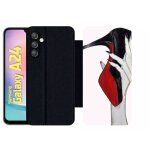 Etui a rabat pour galaxy a24 - escarpins rouge et noir - simili - cuir - noir