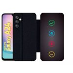 Etui a rabat pour galaxy a24 - rebus i love windows and phone - simili - cuir - noir