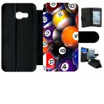 Etui a rabat galaxy a3 (2017) - boule de billard - simili - cuir - noir