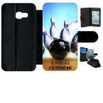 Etui a rabat galaxy a3 (2017) - je peux pas j ai bowling fond quille - simili - cuir - noir