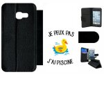 Etui a rabat galaxy a3 (2017) - je peux pas j ai piscine bouee canard fond blanc - simili - cuir - noir ...