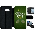 Etui a rabat galaxy a3 (2017) - jeu set et match de tennis - simili - cuir - noir