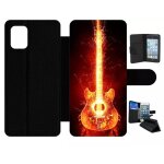 Etui a rabat pour galaxy a31 - blazing guitare - simili - cuir - noir