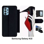 Etui a rabat pour galaxy a32 4g - escarpins rouge et noir - simili - cuir - noir