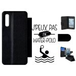 Etui a rabat pour galaxy a50 - j peux pas j ai water polo 1 - simili - cuir - noir