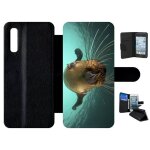 Etui a rabat pour galaxy a50 - loutre tu veux ma photo - simili - cuir - noir
