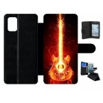 Etui a rabat pour galaxy a51 - blazing guitare - simili - cuir - noir